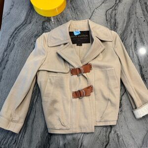 Louis Vuitton Tan Trench Coat with Buckle Details